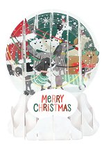 Santa Dog Walk<br>2020 Pop-Up Snow Globe Card